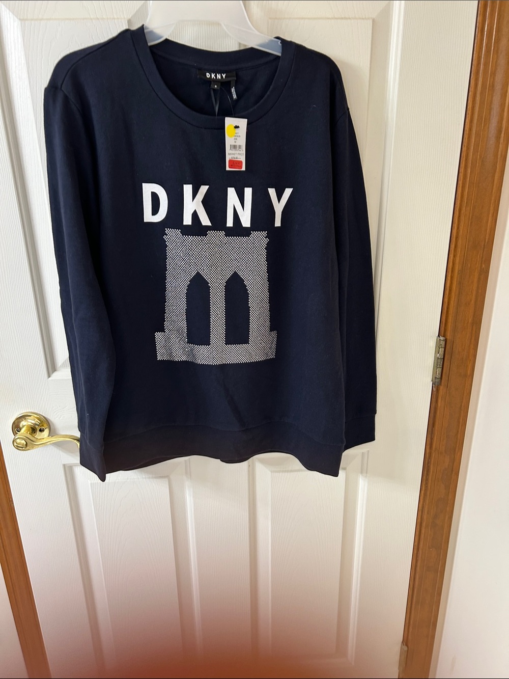 DKNY Navy Sweatshirt with White Logo Bridge Graphic